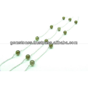 Natural Gemstone Smooth Round Beaded Chains Sterling Silver, Atacado Gemstone Bezel Jewelry